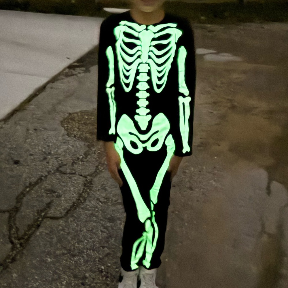 Glow in the dark skeleton costume by spooktacular creations kids size m